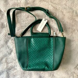 NWT Anthropologie Green Woven Vegan Leather Crossbody Bag